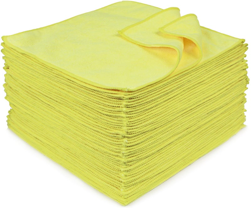 Eurow 300 GSM Microfiber Cleaning Towels, Reusable, Lint-Free, Streak-Free, Ultra Absorbent Cloths for Car, Home, Kitchen, RV, Dairy Use, Machine Washable and Scratch-Safe, 12x12in, 50-Pack, Yellow - Image 1